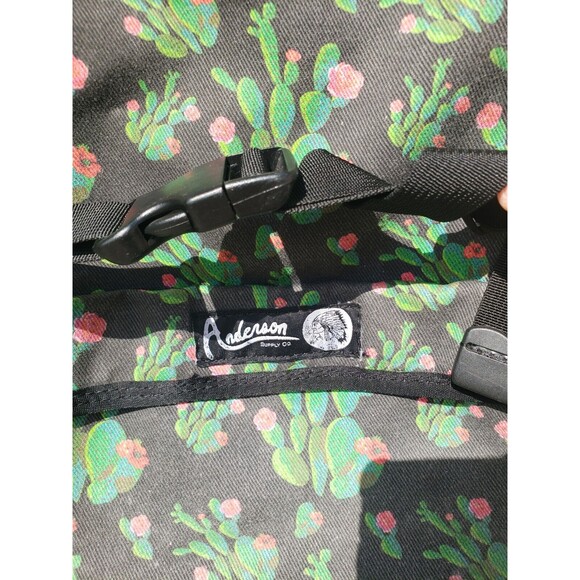 Anderson Supply Co Backpack Roll Top Custom Made In USA Black w/Cactus Flowers - Picture 9 of 16
